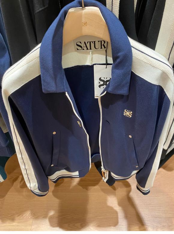 SATUR | 세터 | 로턴 벨루어 트랙 집업 자켓 네이비