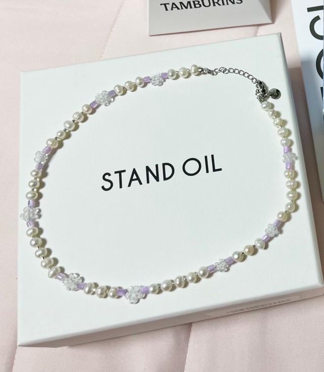 STAND OIL☆Flower Pearl Necklace STAND OIL☆Flower Pearl Necklace Flower Pearl Pendant Oil