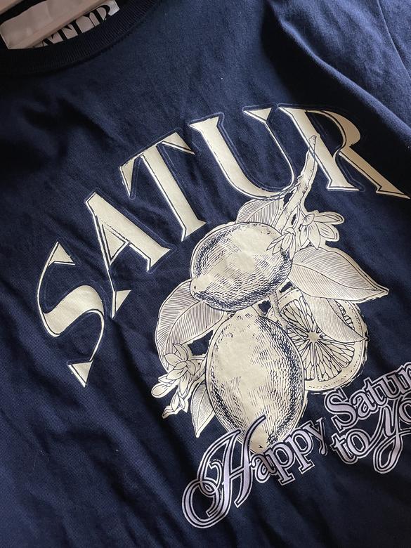 ◆SATUR Citron Summer Graphic T-Shirt/5色◆ Capri Citron Drawing Summer Graphic T-Shirt - Sunset Navy